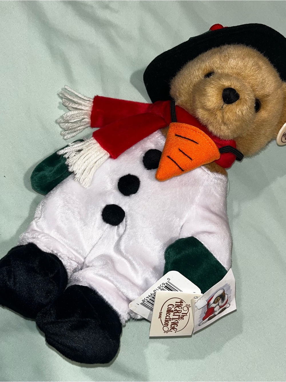Vintage "toasty snowman" teddy bear 12"